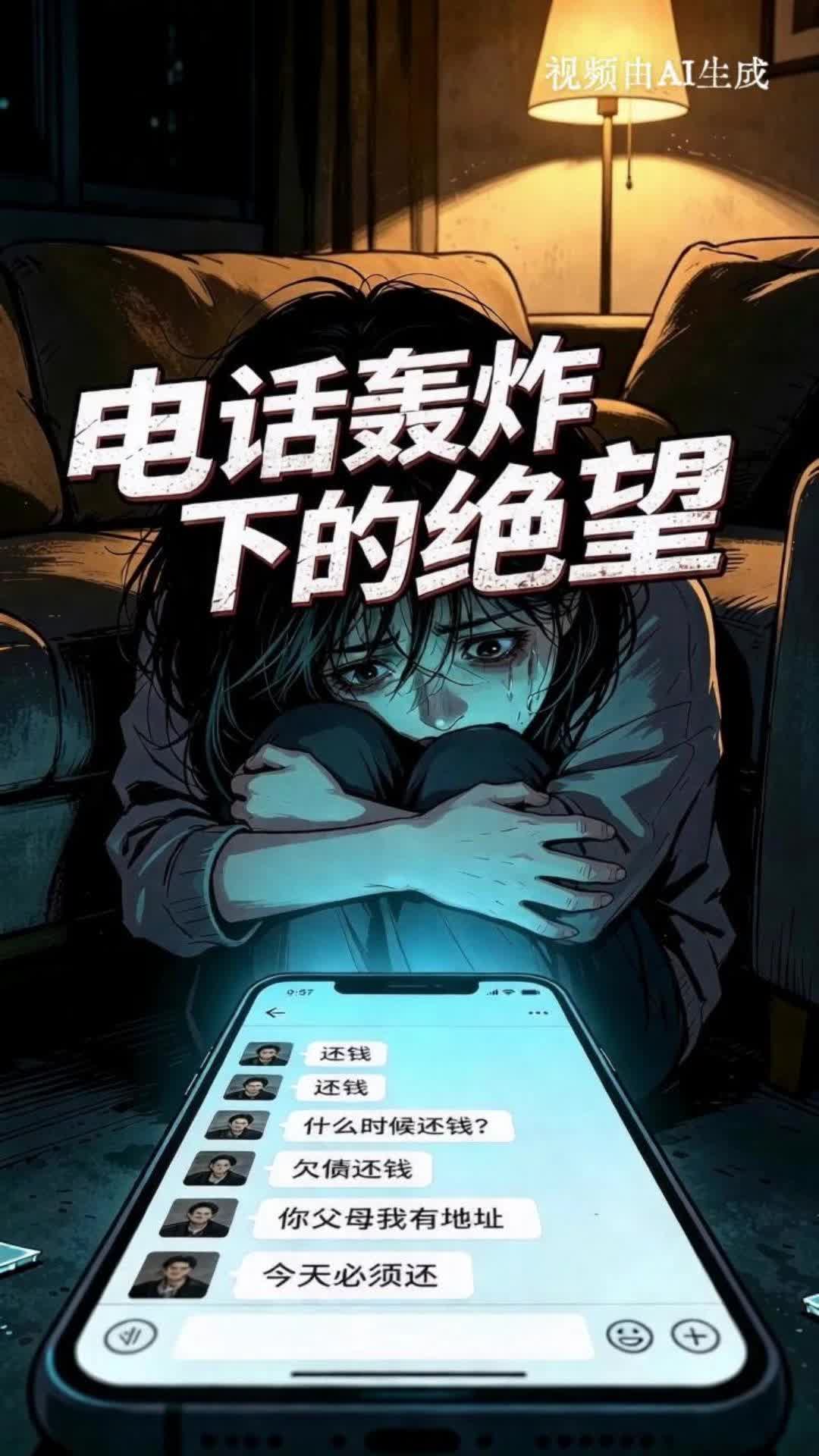 【AI动漫视频】电话轰炸下的绝望